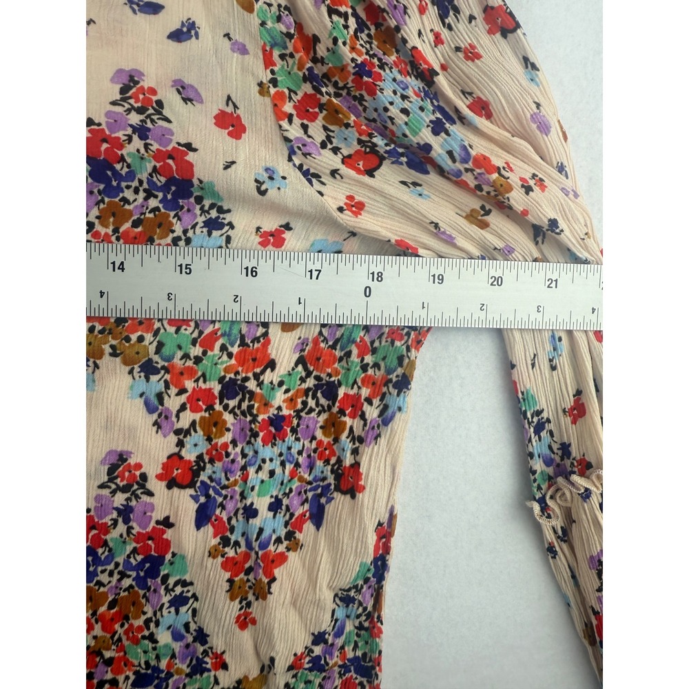 Democracy Floral Print Long Sleeve Tunic Top with Crochet Trim Medium - Picture 7 of 10